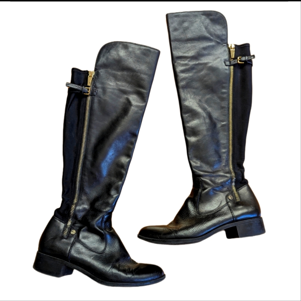 Calvin Klein Gladys Black Leather Over The Knee Boots